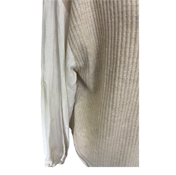 Chrysanthemum color block long sleeves embroidery rayon XS oversized sweatshirt - Picture 4 of 12